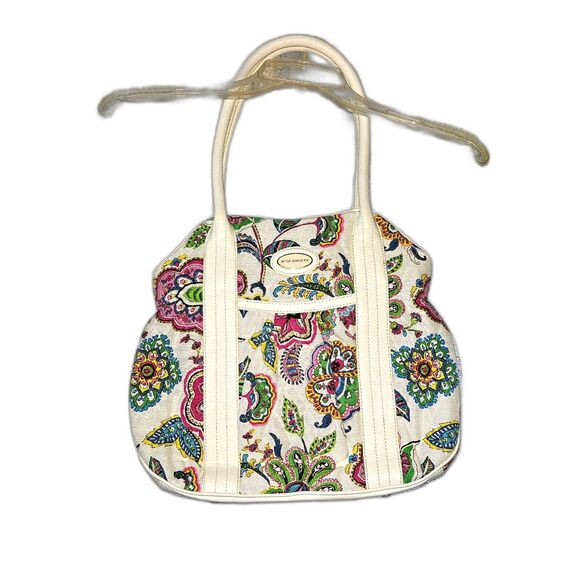 VERA BRADLEY White and Floral Shoulder Bag Magnet Palm Beach Gardens NWOT - Picture 1 of 5